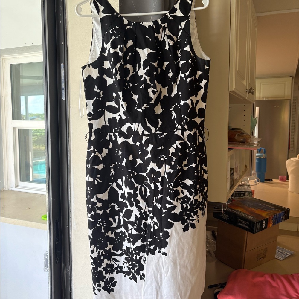 White House Black Market Black and White Midi Dress